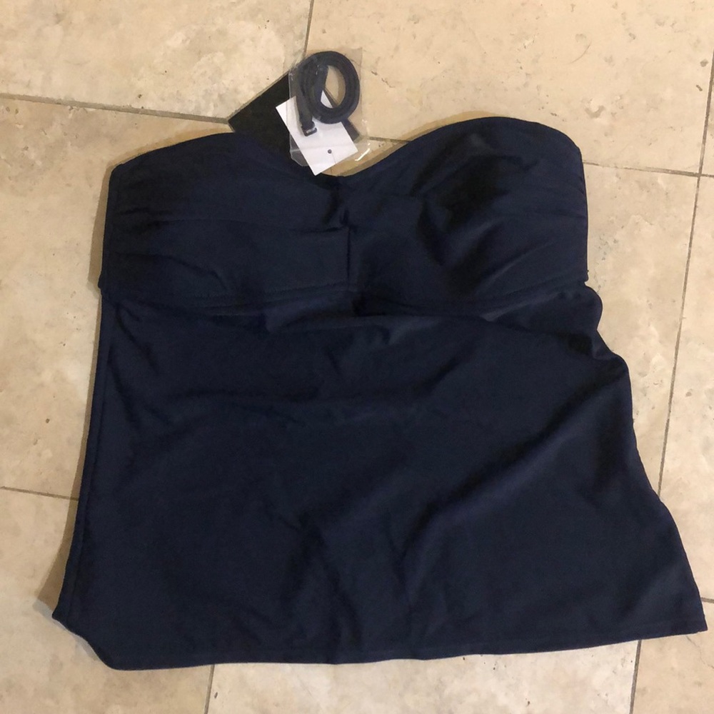 J Crew Factory Strapless/Halter Tankini Navy Blue